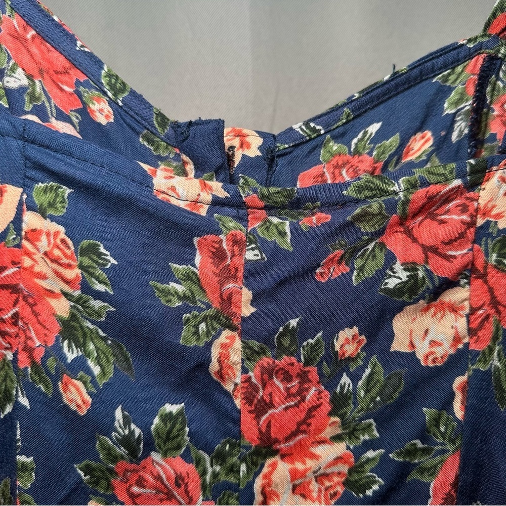 Angie Navy Dress with Pink Floral Design Sz Large - Picture 12 of 12